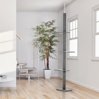 PawHut Floor-to-Ceiling Cat Tree Cat Climbing Tower With Sisal-Covered Scratching Posts Natural Cat Tree Activity Center