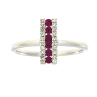 Genuine .30ct Ruby Diamond Ring 14KT White Gold
