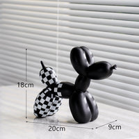 New black and white plaid balloon dog ornaments creative TV cabinet wine cabinet living room porch resin crafts