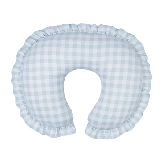 Blue Checkered Ruffle Nursing Pillow Cover - BIG FRENCHIES