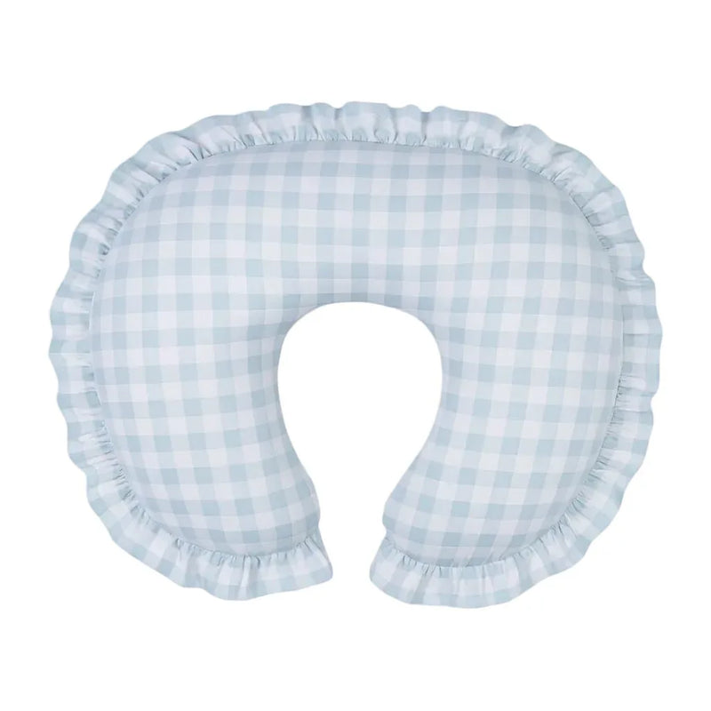 Blue Checkered Ruffle Nursing Pillow Cover - BIG FRENCHIES