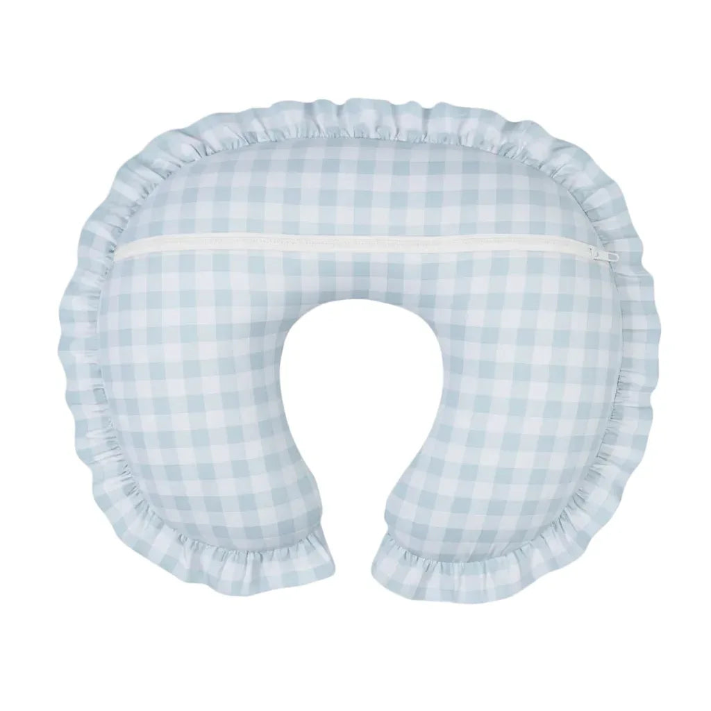 Blue Checkered Ruffle Nursing Pillow Cover - BIG FRENCHIES
