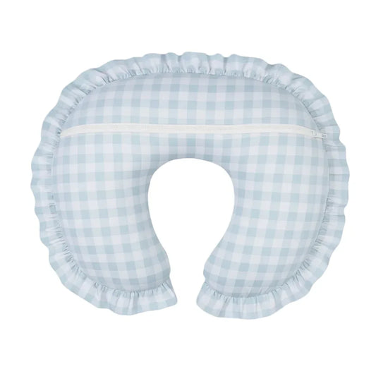 Blue Checkered Ruffle Nursing Pillow Cover - BIG FRENCHIES