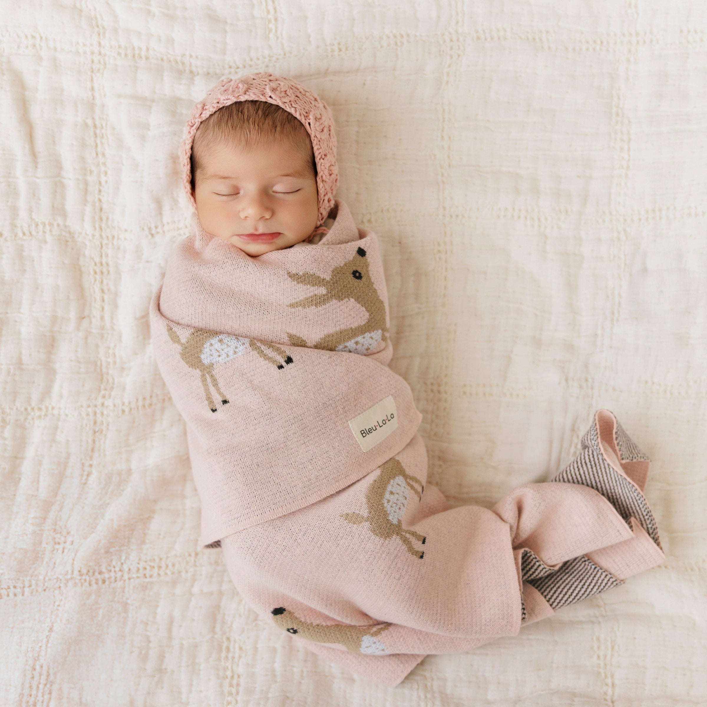 Whimsy Collection - Luxury 100% Cotton Knit Swaddle Baby Blanket