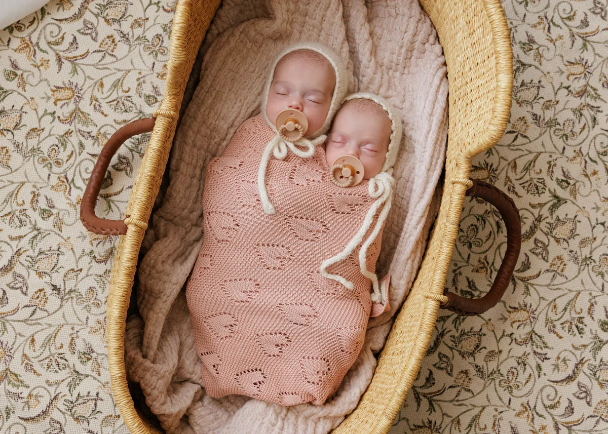 100% Cotton Luxury Knit Heart Swaddle Baby Blanket - BIG FRENCHIES