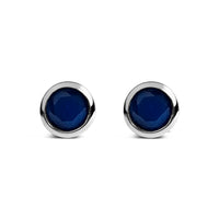 .925 Sterling Silver 6MM Bezel Set Created Purple Amethyst Solitaire Stud Earrings