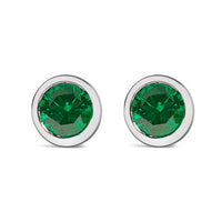 .925 Sterling Silver 6MM Bezel Set Created Purple Amethyst Solitaire Stud Earrings