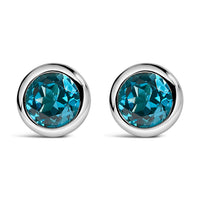 .925 Sterling Silver 6MM Bezel Set Created Purple Amethyst Solitaire Stud Earrings
