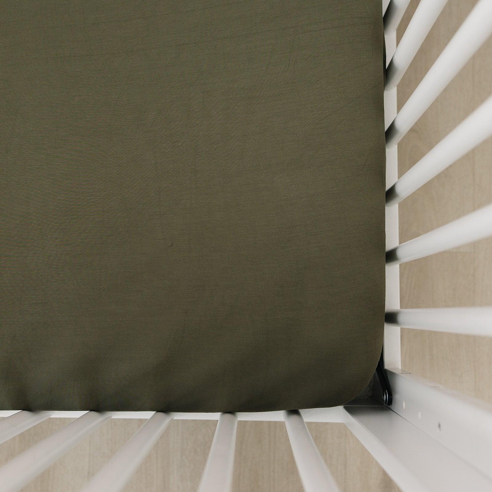 Olive Bamboo Stretch Crib Sheet - BIG FRENCHIES