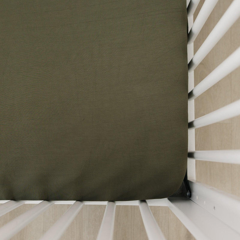 Olive Bamboo Stretch Crib Sheet - BIG FRENCHIES