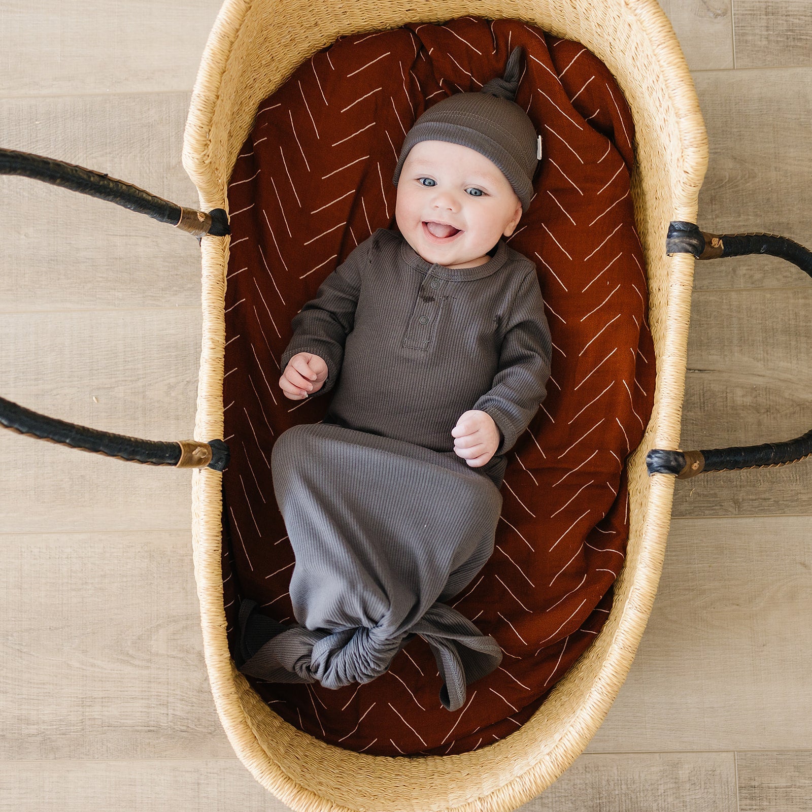 Charcoal Organic Ribbed Newborn Knot Hat - BIG FRENCHIES