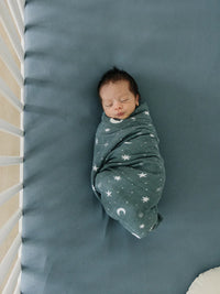 Dusty Blue Bamboo Stretch Crib Sheet - BIG FRENCHIES