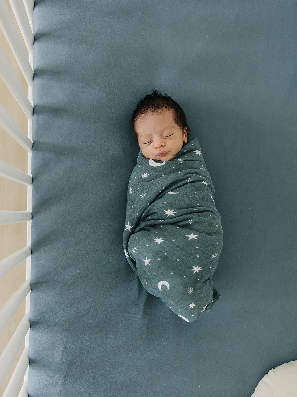 Dusty Blue Bamboo Stretch Crib Sheet - BIG FRENCHIES