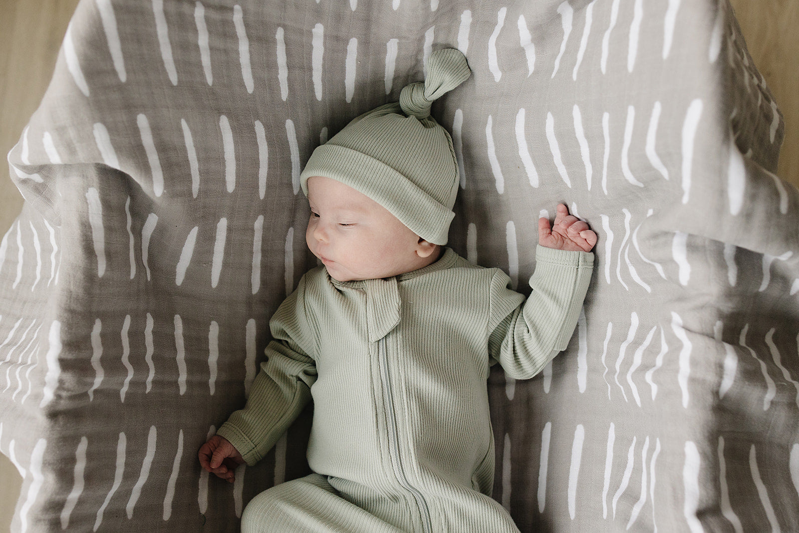 Sage Organic Ribbed Newborn Knot Hat - BIG FRENCHIES