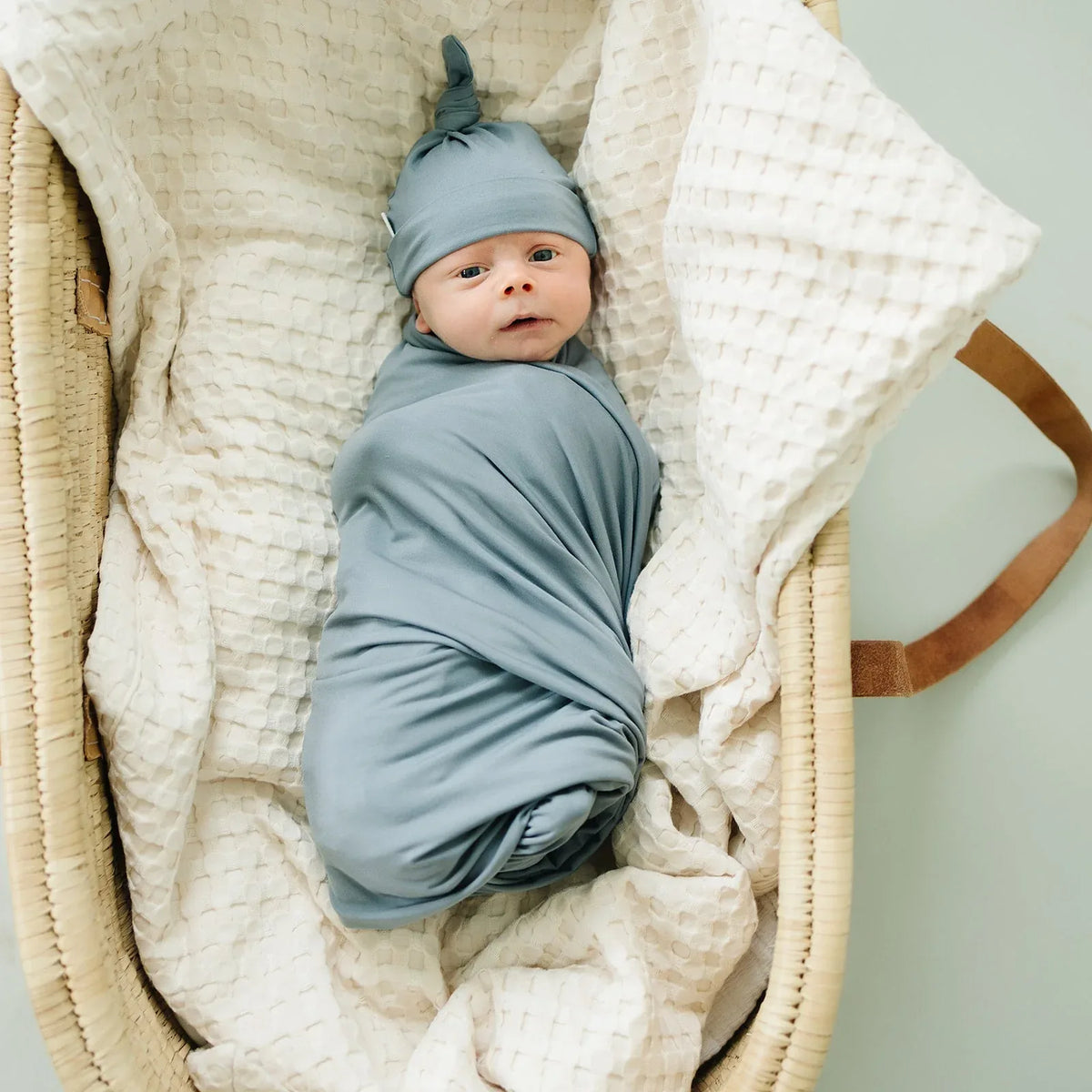Dusty Blue Bamboo Stretch Swaddle - BIG FRENCHIES