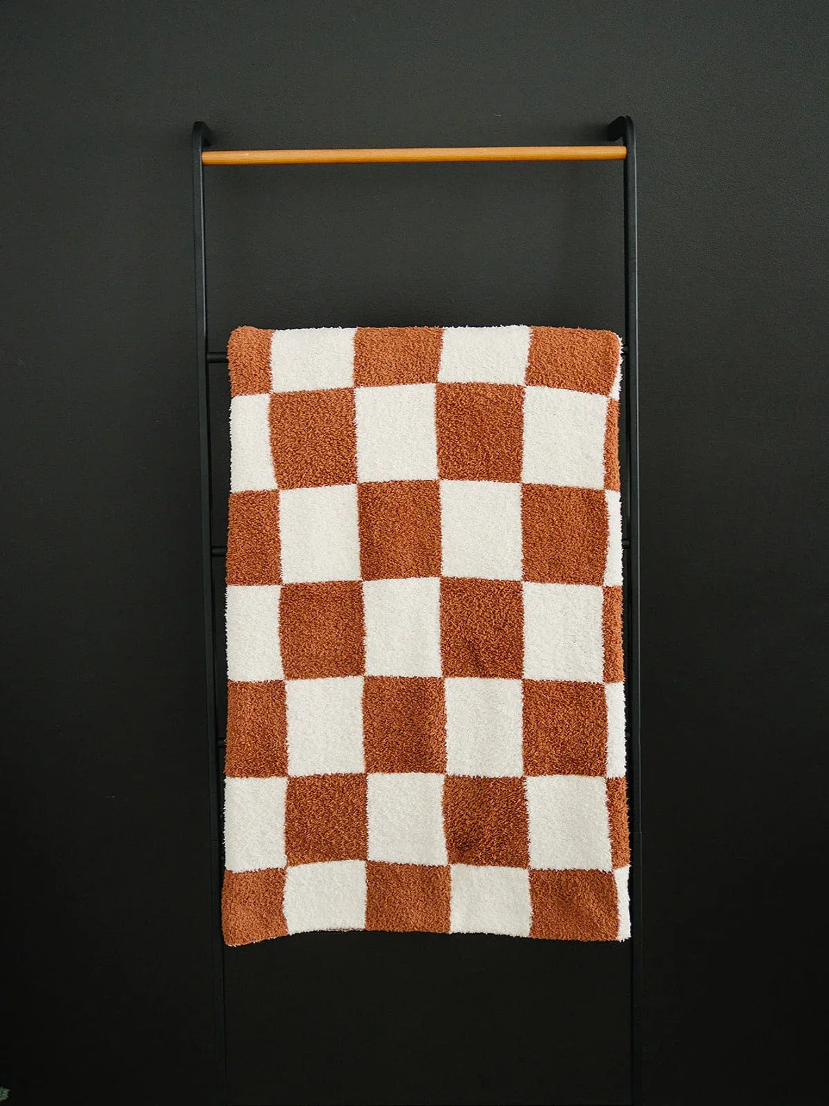 Rust Checkered Plush Blanket - BIG FRENCHIES