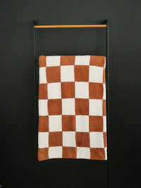 Rust Checkered Plush Blanket - BIG FRENCHIES