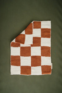 Rust Checkered Plush Blanket - BIG FRENCHIES