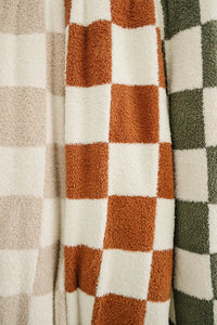 Rust Checkered Plush Blanket - BIG FRENCHIES
