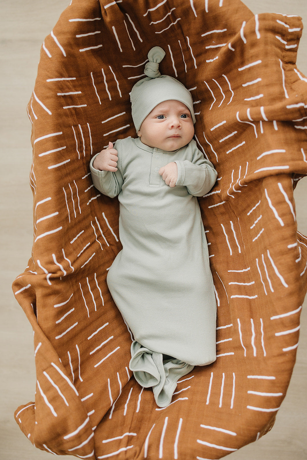 Sage Organic Ribbed Newborn Knot Hat - BIG FRENCHIES