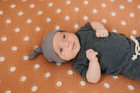 Grey Organic Ribbed Newborn Knot Hat - BIG FRENCHIES