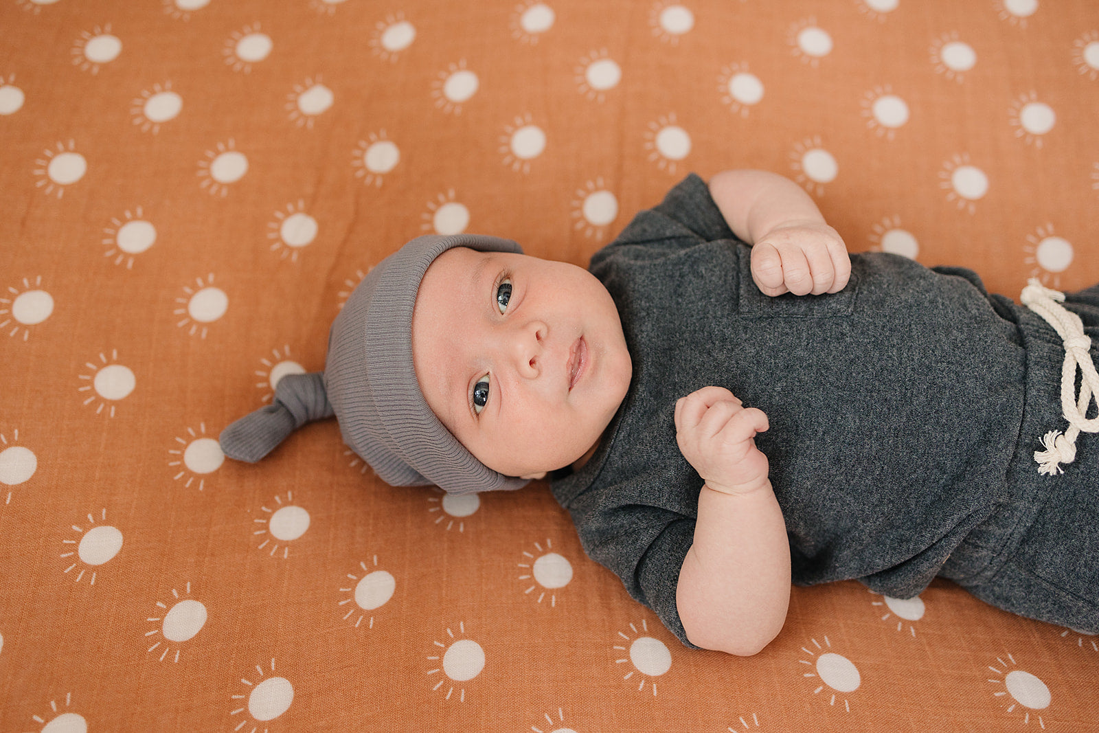 Grey Organic Ribbed Newborn Knot Hat - BIG FRENCHIES