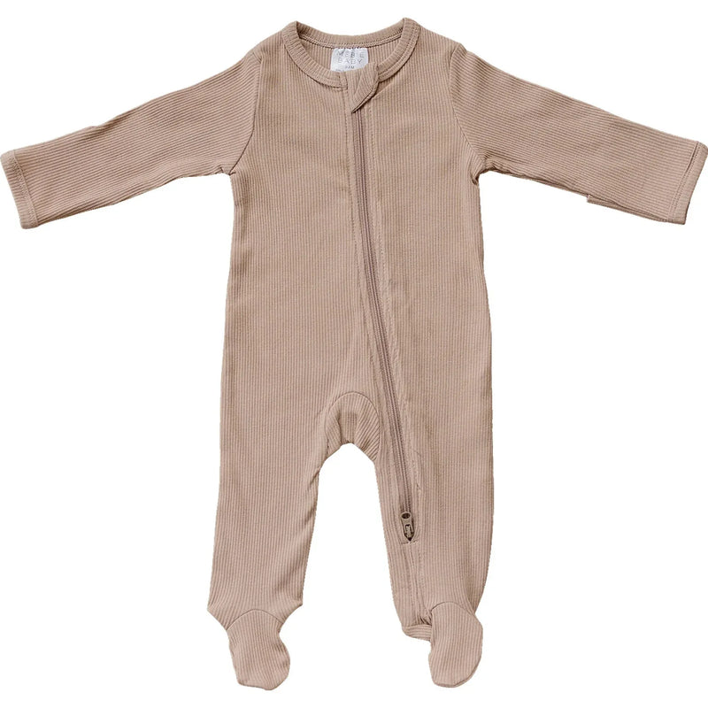 Pale Pink Organic Cotton Ribbed Zipper - BIG FRENCHIES