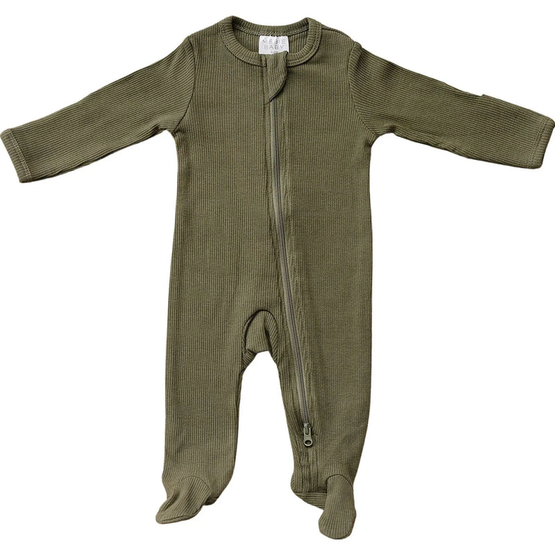 Winter Green Organic Cotton Ribbed Zipper - BIG FRENCHIES