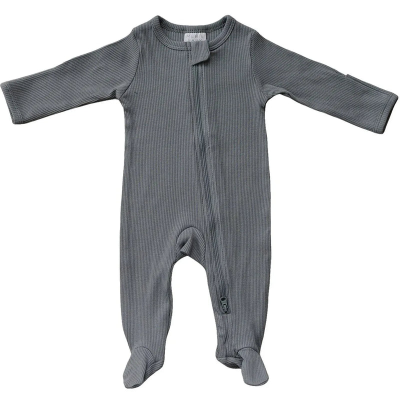 Grey Organic Cotton Ribbed Zipper - BIG FRENCHIES