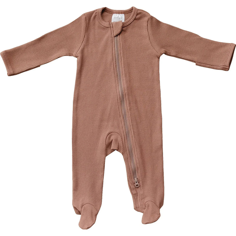 Dusty Rose Organic Cotton Ribbed Zipper - BIG FRENCHIES