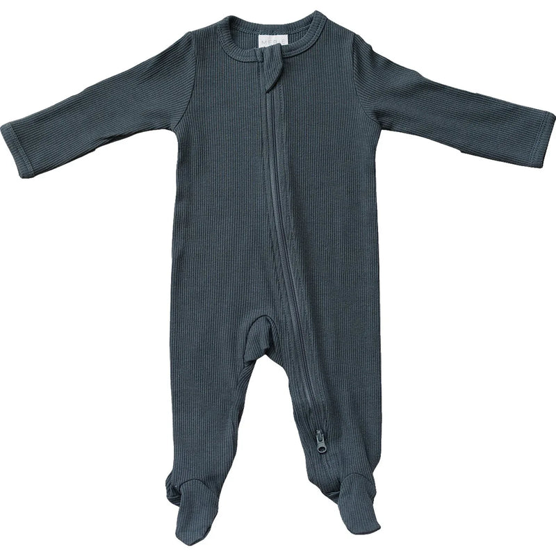 Charcoal Organic Cotton Ribbed Zipper - BIG FRENCHIES
