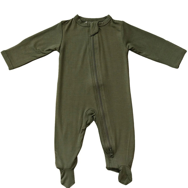 Olive Bamboo Footed Zipper - BIG FRENCHIES
