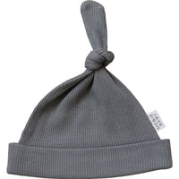 Grey Organic Ribbed Newborn Knot Hat - BIG FRENCHIES