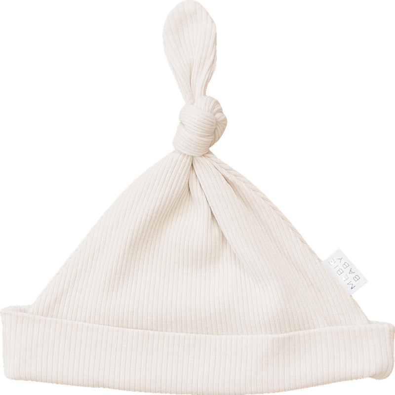Vanilla Organic Ribbed Newborn Knot Hat - BIG FRENCHIES