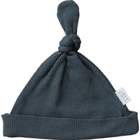 Charcoal Organic Ribbed Newborn Knot Hat - BIG FRENCHIES