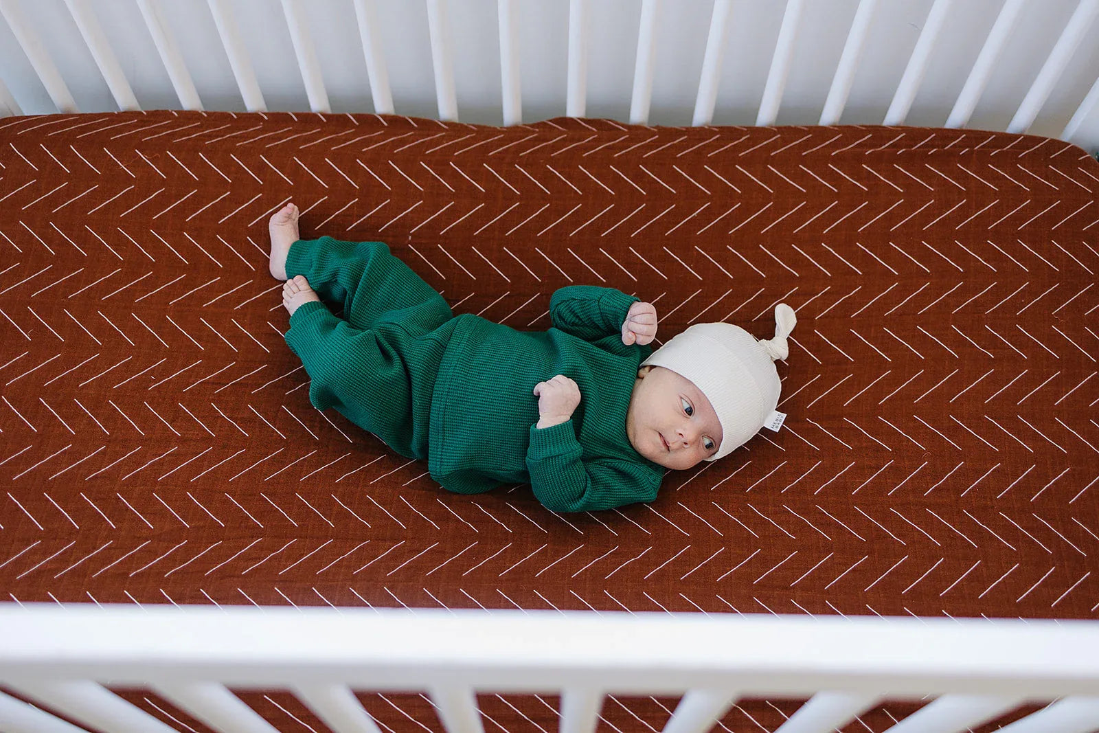 Rust Mudcloth Muslin Crib Sheet - BIG FRENCHIES