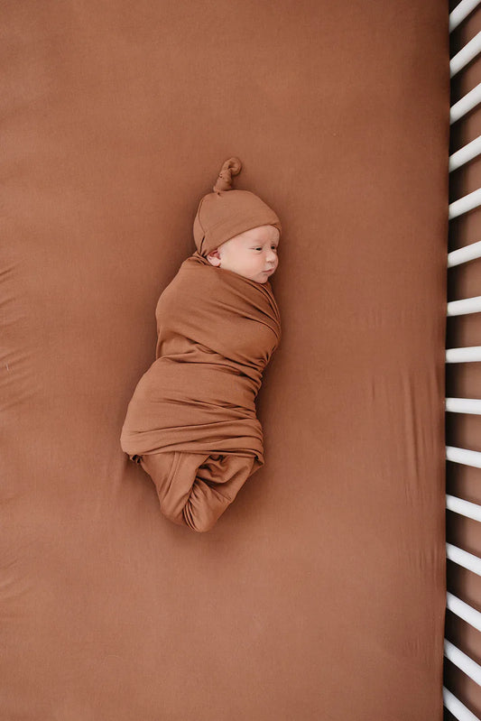 Rust Bamboo Stretch Crib Sheet - BIG FRENCHIES