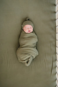 Olive Bamboo Stretch Crib Sheet - BIG FRENCHIES