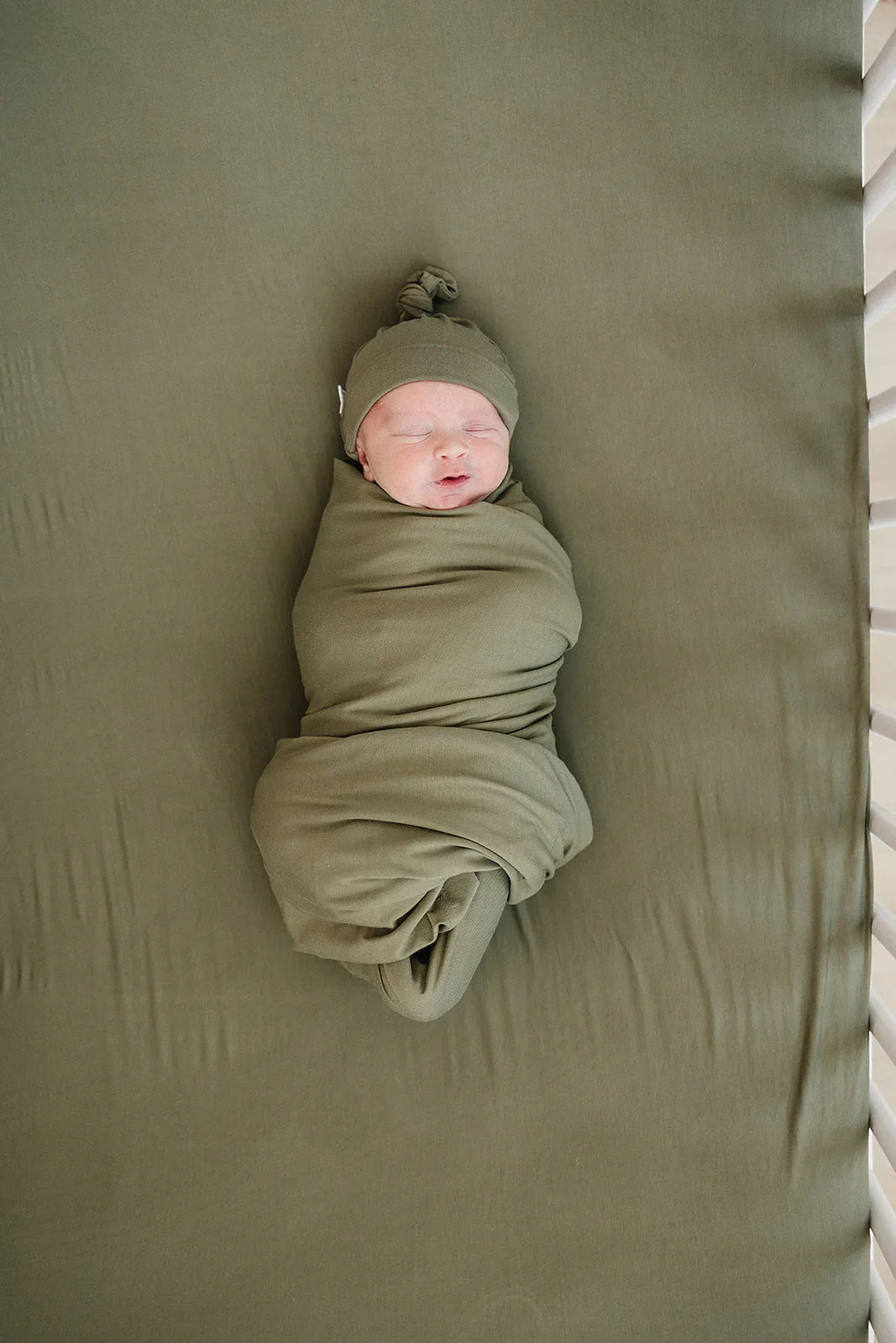 Olive Bamboo Stretch Crib Sheet - BIG FRENCHIES