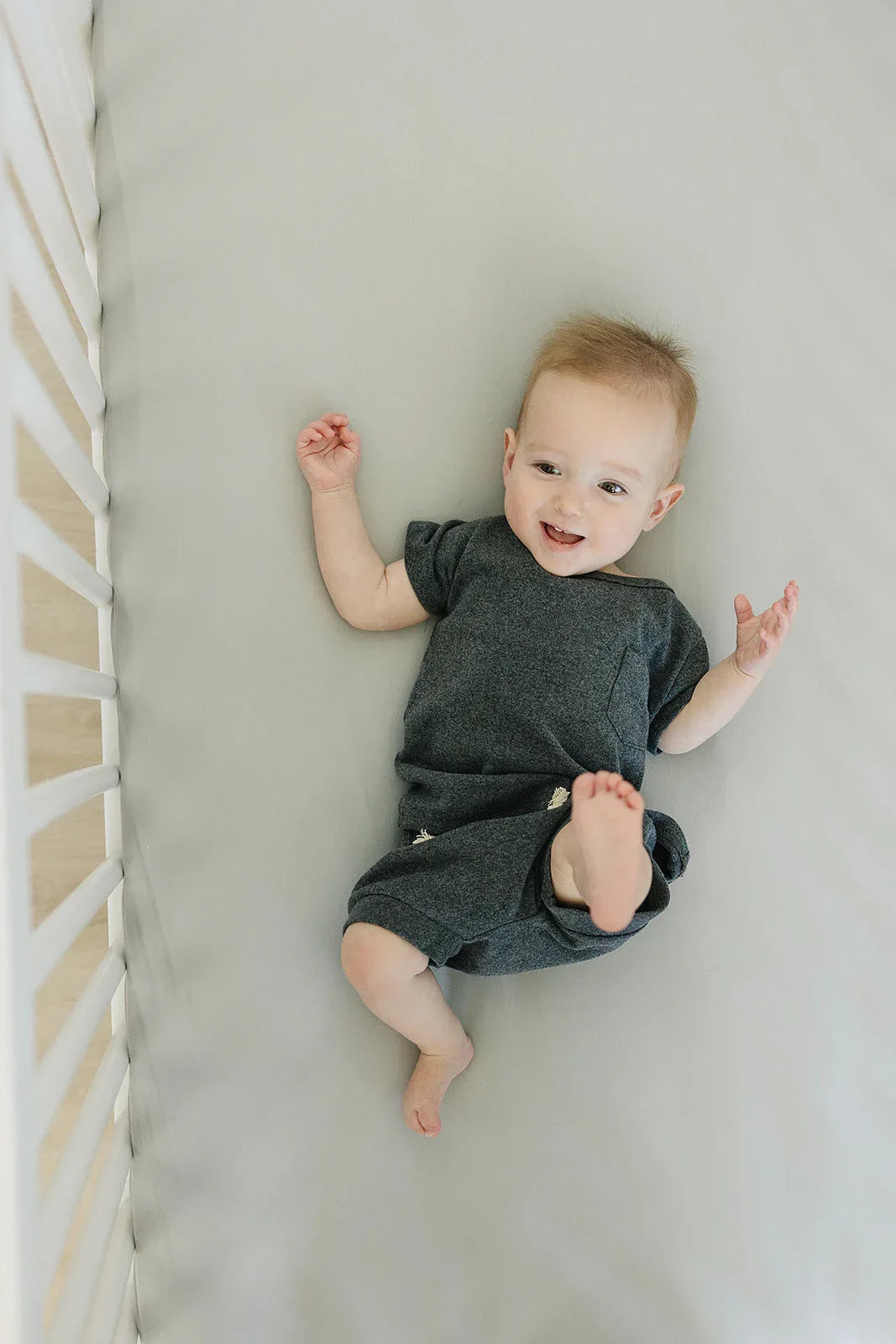 Stone Bamboo Stretch Crib Sheet - BIG FRENCHIES