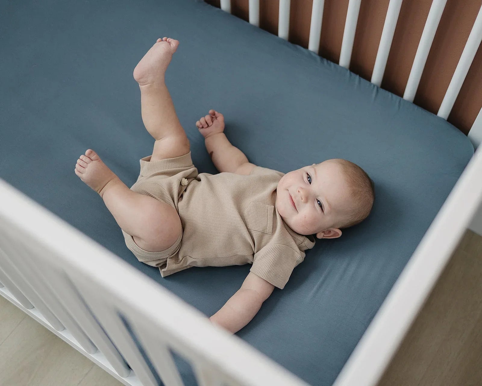Dusty Blue Bamboo Stretch Crib Sheet - BIG FRENCHIES