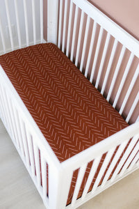Rust Mudcloth Muslin Crib Sheet - BIG FRENCHIES
