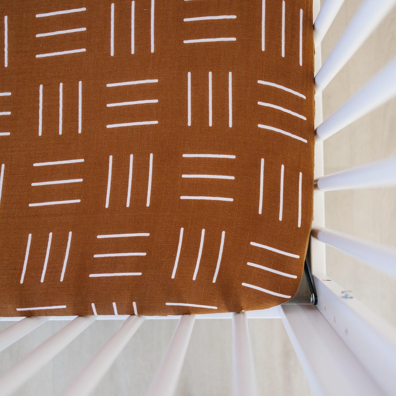 Mustard Mudcloth Muslin Crib Sheet - BIG FRENCHIES