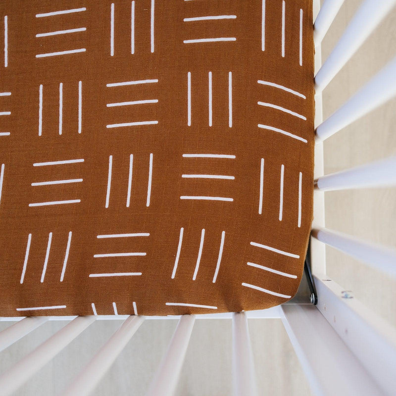 Mustard Mudcloth Muslin Crib Sheet - BIG FRENCHIES