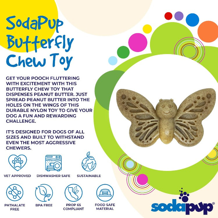 Butterfly Nylon Chew & Enrichment Toy | 2-in-1 for Aggressive Chewers | SodaPup - BIG FRENCHIES