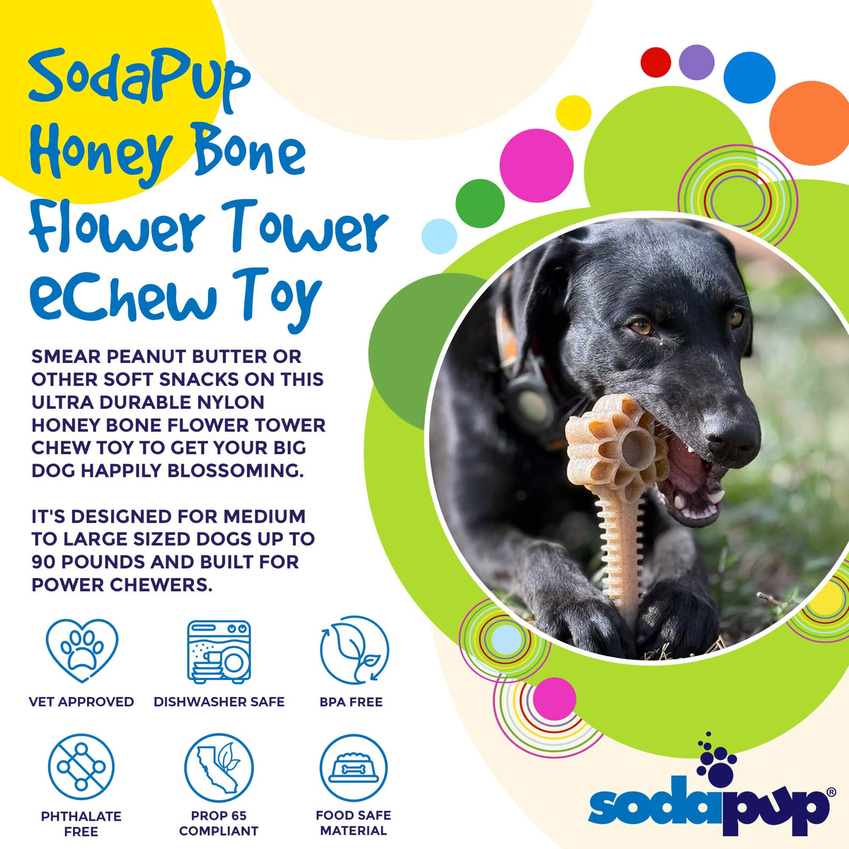 Honey Bone Dental Flower Tower - Indestructible Nylon Dog Chew Toy XL | USA - BIG FRENCHIES