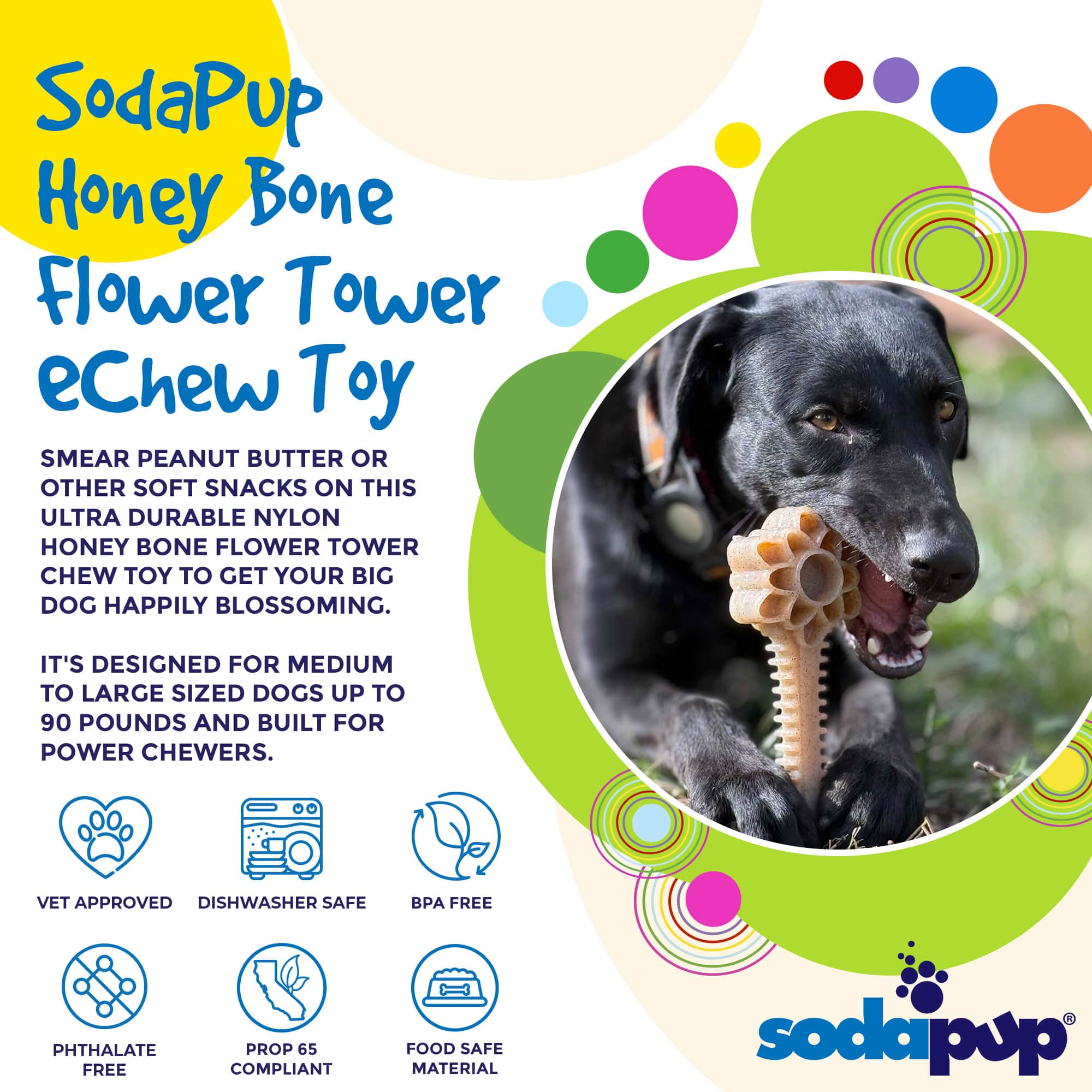 Honey Bone Dental Flower Tower - Indestructible Nylon Dog Chew Toy XL | USA - BIG FRENCHIES