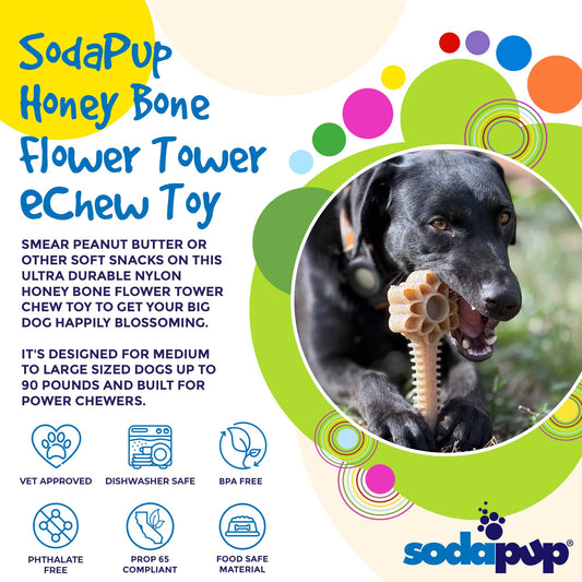 Honey Bone Dental Flower Tower - Indestructible Nylon Dog Chew Toy XL | USA - BIG FRENCHIES