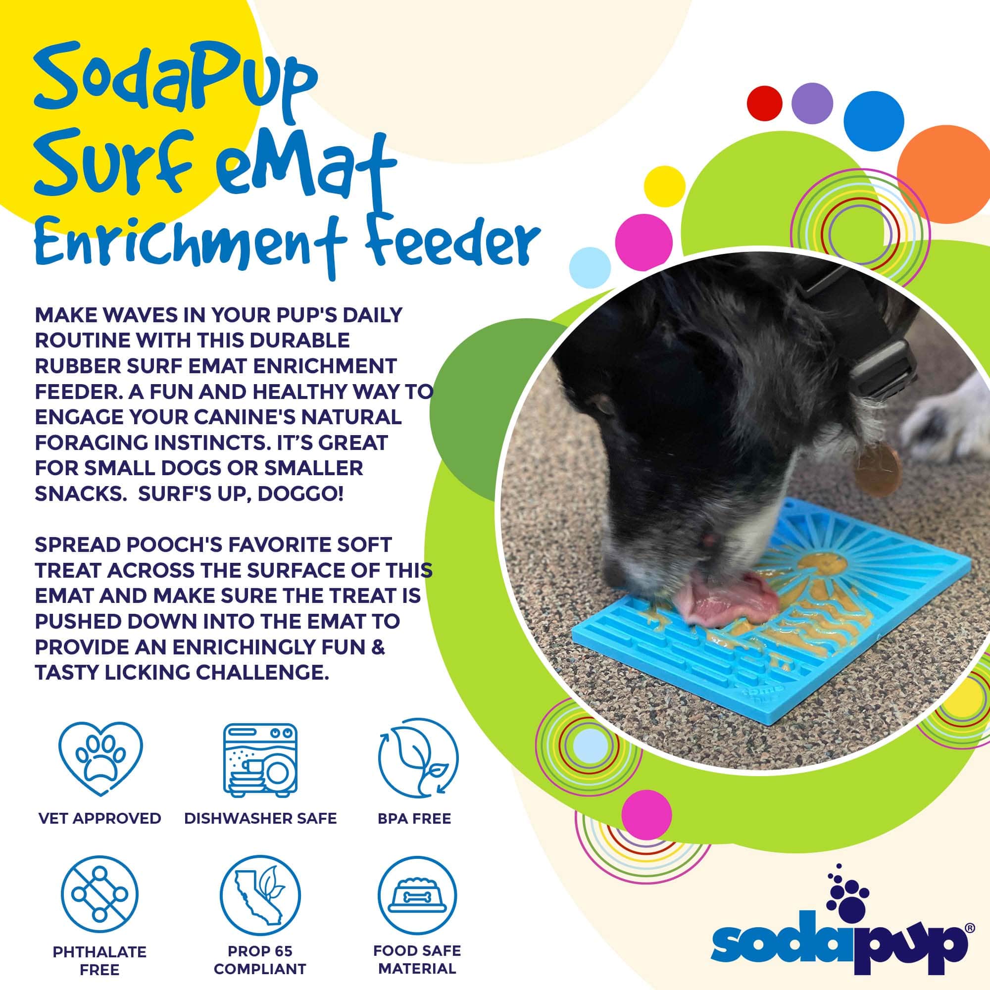 Surf's Up eMat - Small Lickmat for Dogs and Cats | Beach-Themed Design | SodaPup - BIG FRENCHIES