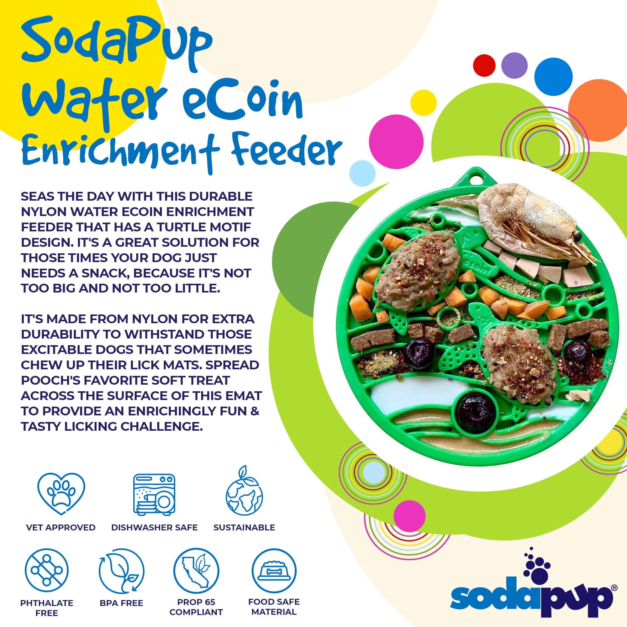 Water Nylon eCoin Durable Enrichment Snacking Coin for Dogs | USA-Made Lick Mat Alternative - BIG FRENCHIES